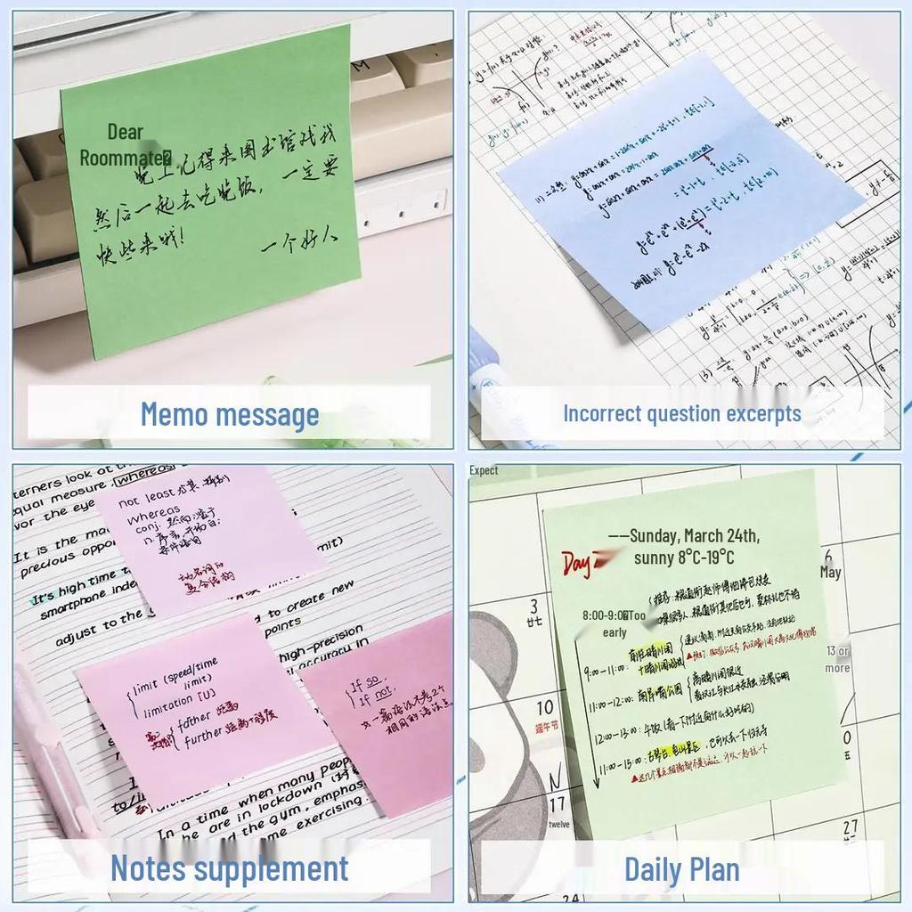 5 Color Sticky Notes: Creative, Cute, Stickable & Removable Memo Pads and Label Stickers