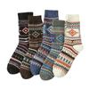 5/10 Pairs Autumn Winter Men's Retro Thick Knit Large Check Wool Socks Mid Calf Socks Comfortable