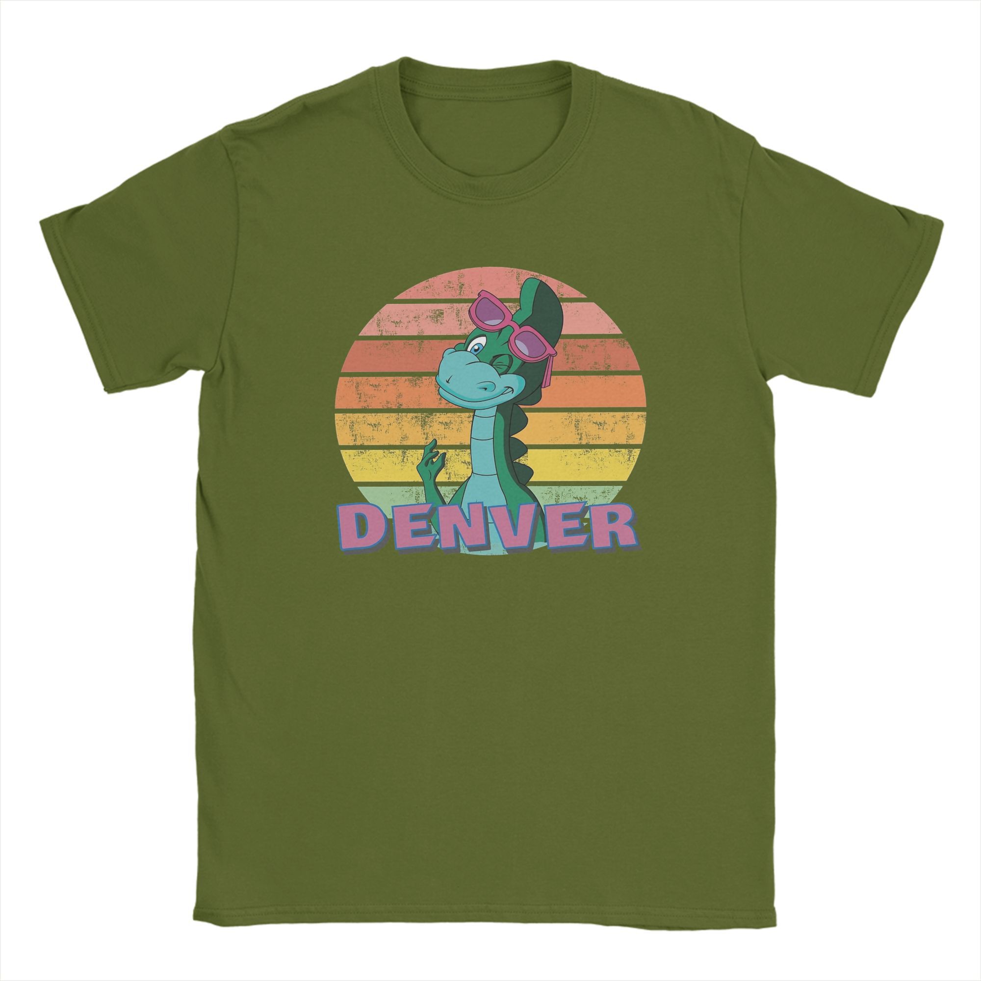 

Vintage Retro 80s Animated Cartoon T-Shirt Men Cotton T Shirt Denver The Last Dinosaur Short Sleeve Tee Shirt Plus Size Tops S