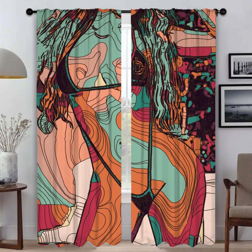 Abstract Sexy Girl Partition Blinds Halloween Decoration Window Curtain for Room 2 Panel Shades Elegant Room Curtains Living