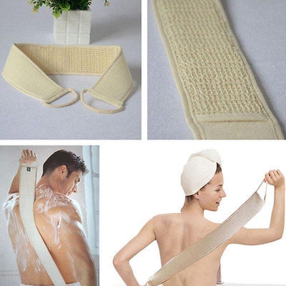 Double Sided Exfoliating Shower Belt Terry Cloth Body Back Scrubber Loofah Back Strap  Shower Rub