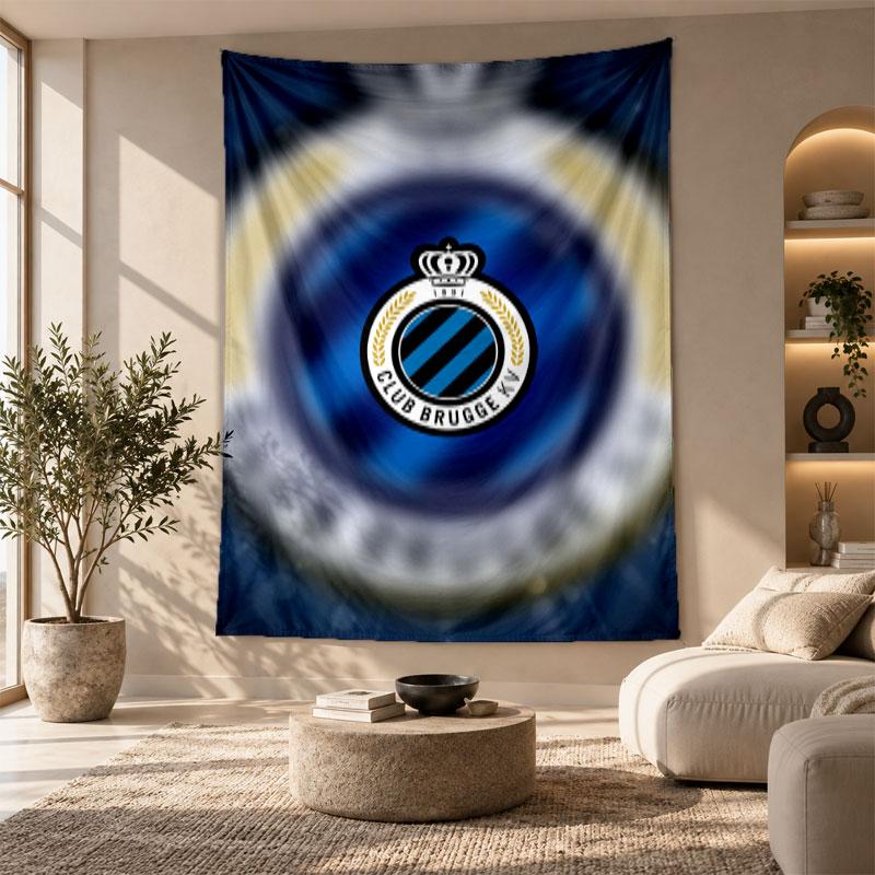 Dekoracyjny gobelin, Sztuka ścienna z nadrukiem Club Brugge FC, Lekka ozdoba ścienna do sypialni