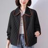 Women's Short Quilted Diamond Cotton Jacket - 2024 Autumn/Winter Casual Loose Fit for Middle-Aged Women