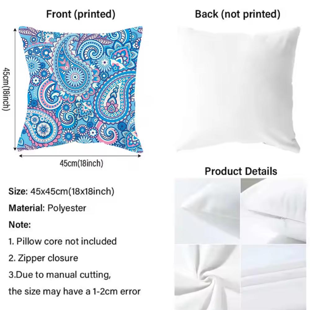 Painted Design P-PaisleyS Cushion Cover Pattern Printed Pillowcase for Living Room Sofa Cushion Cover & Bedroom Decor