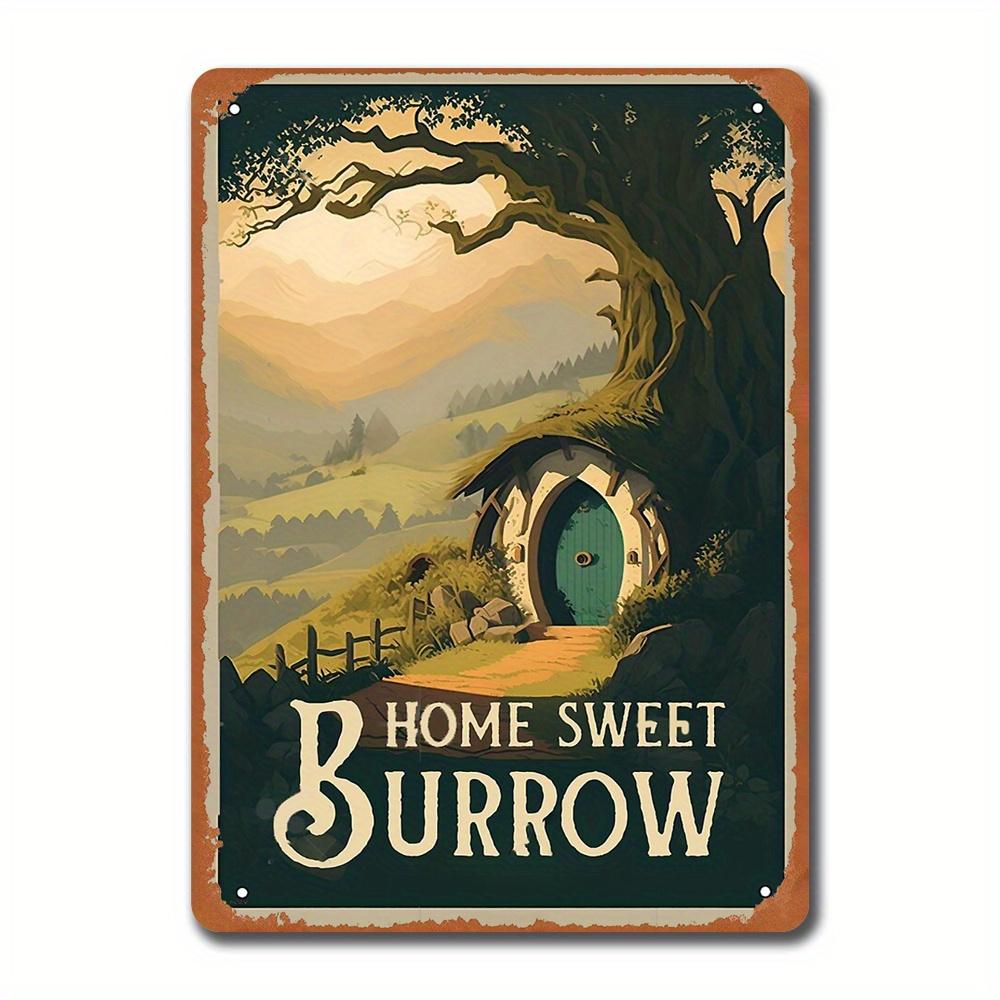 

Vintage Home Sweet Hole Wrought Iron Wall Art Sign - Rustic Half-Hole Design, Fantasy Theme Metal Decor for Home & Office 20x30cm（7.8x11.8inch）