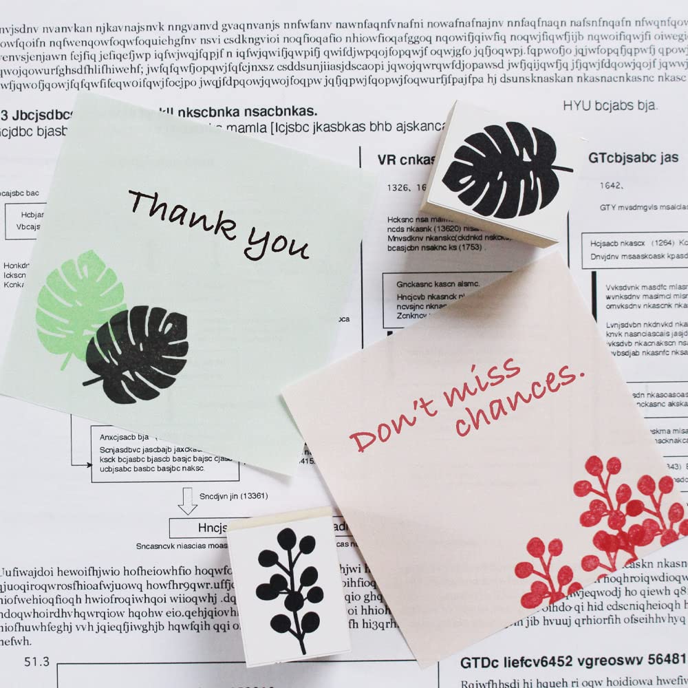 Cute Wooden Rubber Stamp Set with Leaf and Botanical Monstera Perfect for Letter and Perfect as a Made in Japan Design, Bridal, Cards, Paper,