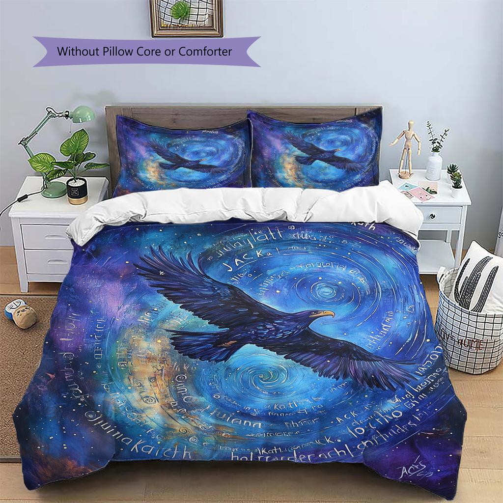 Blue Eagle  Pattern Bedding Quilt Set Quilt Cover Pillowcase Home Decoration  Gift (1 * Duvet Cover + 2 * Pillowcase, Without Core)