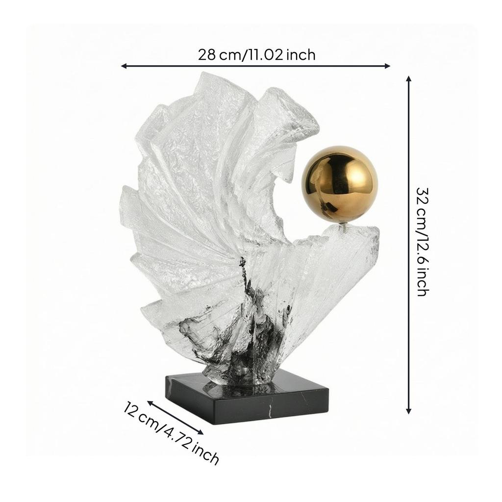 Resin Sculpture with Gilded Highlight Contemporary Decorative Statue Artistic