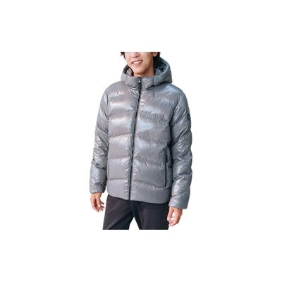Solid Color Hooded Zipper Down Jacket Men Outerwear Quiet-Gray L423M166-00AV