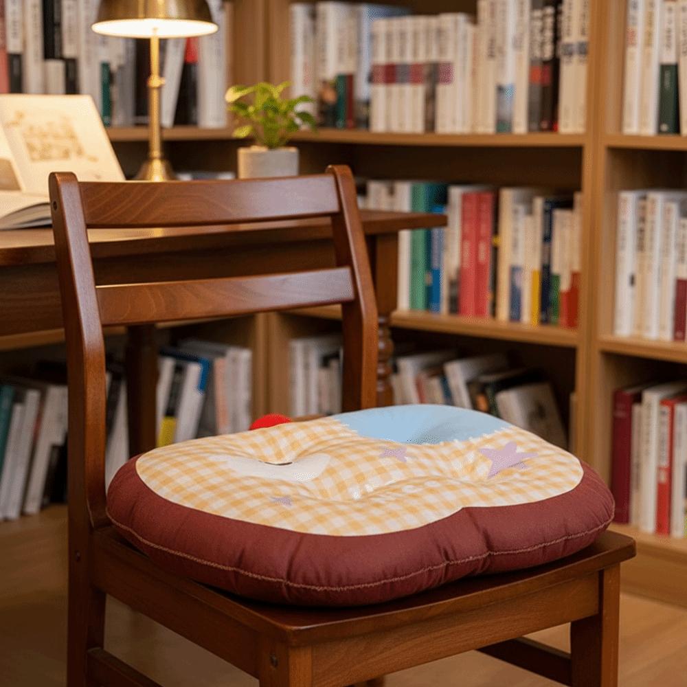 Checkered Pattern Seat Cushion Dopamine Puppy Seat Backrest Back Pad Futon Cushion  Office