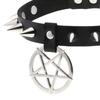 Spiked Choker Necklace PU Leather Goth Choker Collar with Pentagrams Pendant Punk Rock Collar Adjustable for Women Men