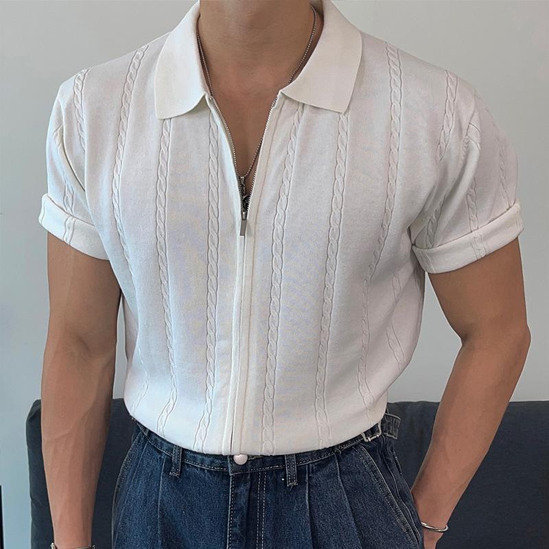 Men S Short Sleeve Knit Polo Shirt Casual Style Summer M белый