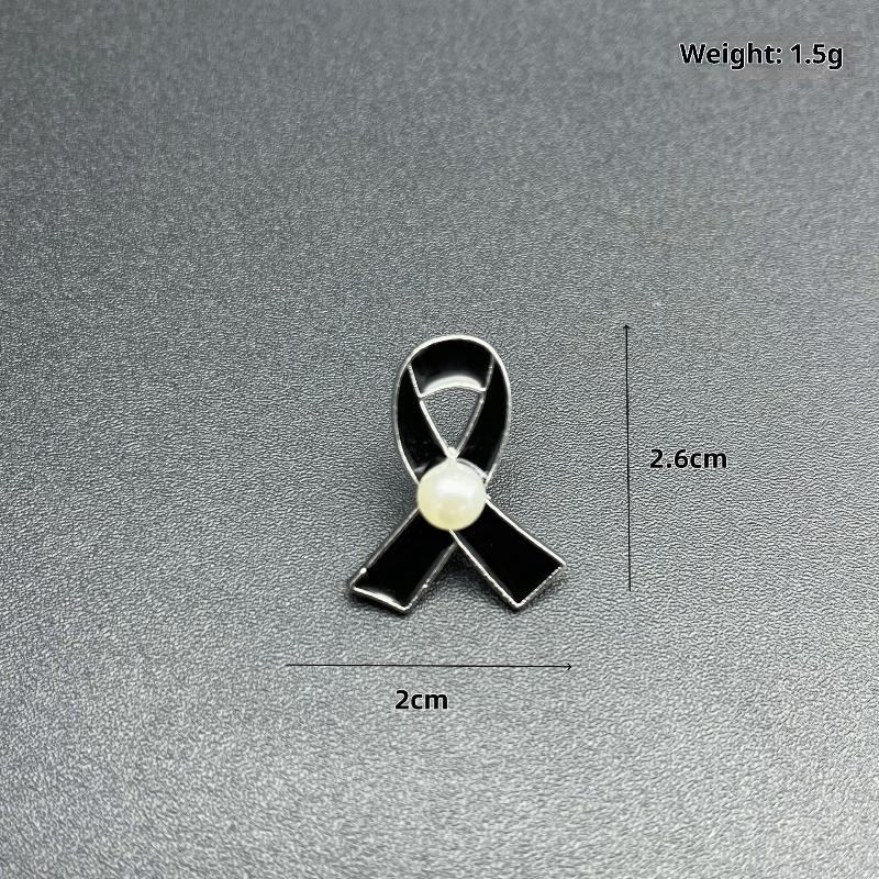 1Pcs French Romantic Pearl Brooches Jewelry Black Ribbon Awareness Pin Funeral Ribbon Badges Diy Accessories