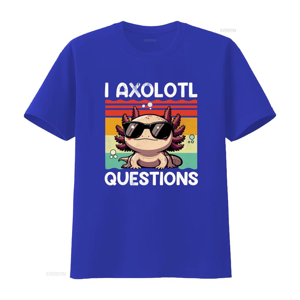 Retro Vintage I Axolotl Questions T Shirt for Adults Youth Kids Cool Salamander Design Vintage Washed Fashion Graphic