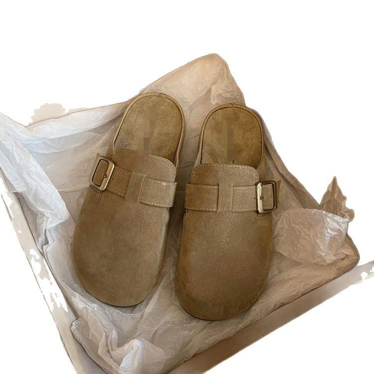 New Boken half slippers women's autumn wear half bag head half slippers sandals thick bottom