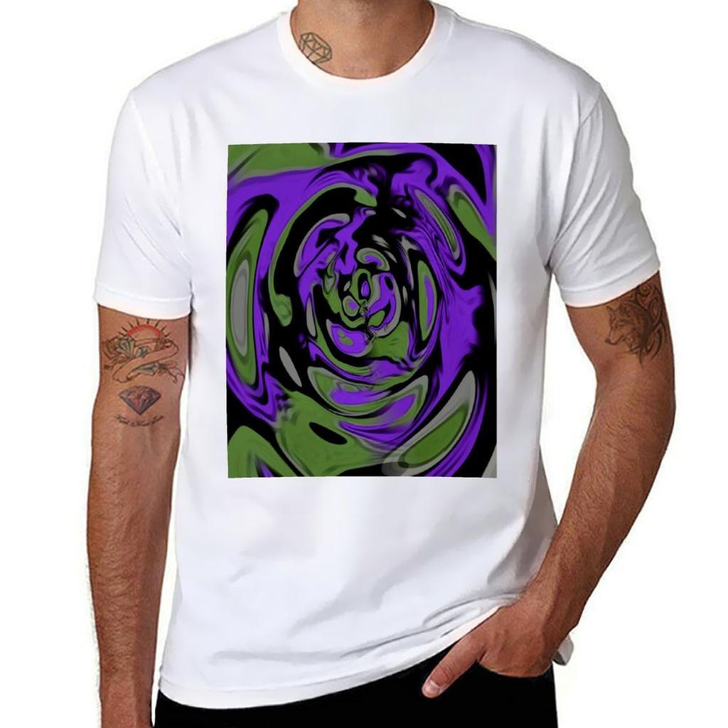 Composition In Purple And Green Tshirt Uv Protection Outdoor Tee Shirt