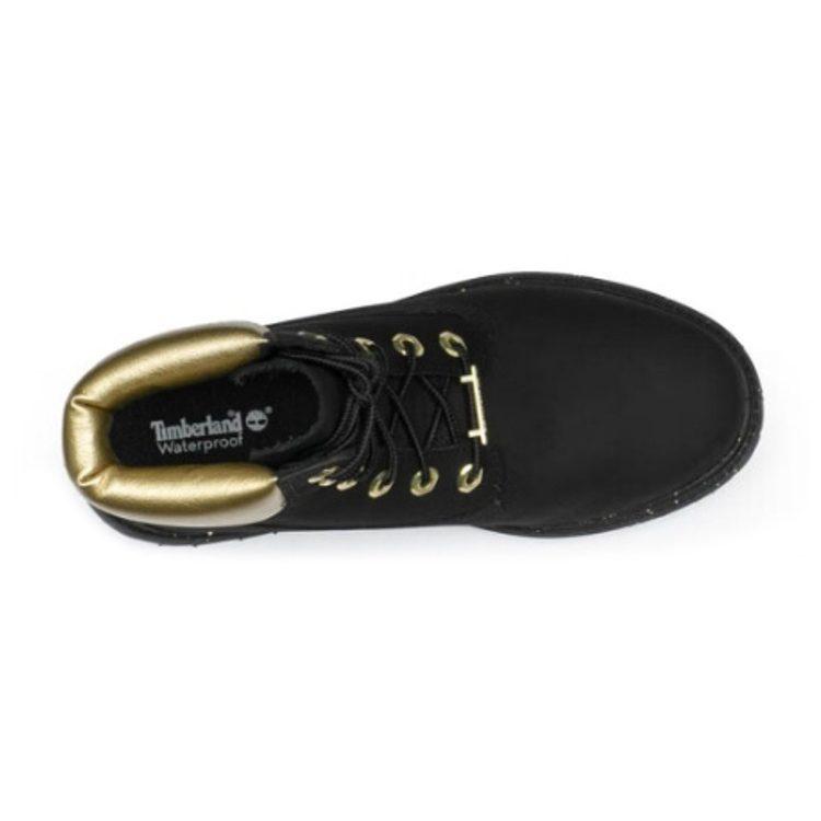 Timberland Heritage 6 Inch Waterproof Boots 'Black Nubuck With Gold' Women's A5RRMW