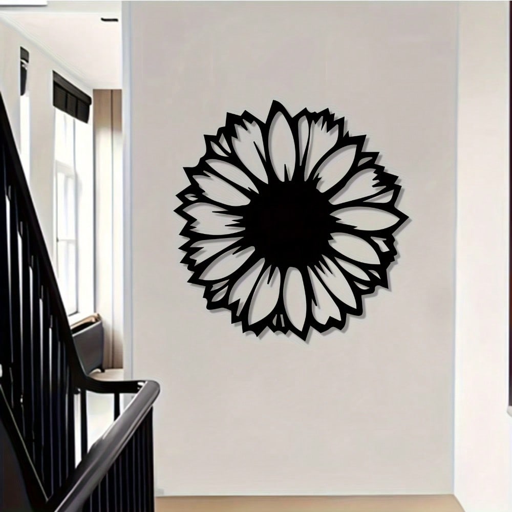 1pc Sunflower Metal Wall Art, Weather-Resistant Iron Garden Fence Decor, Holiday Gift