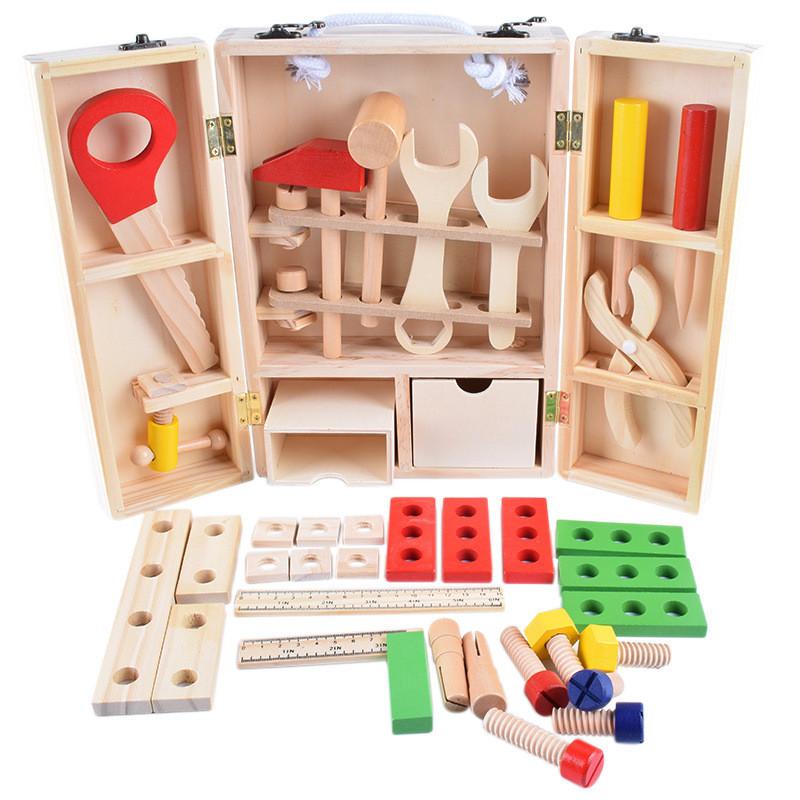 Montessori Baby Screw Nut Set Wooden Construction Toy For Early Learning Toolbox