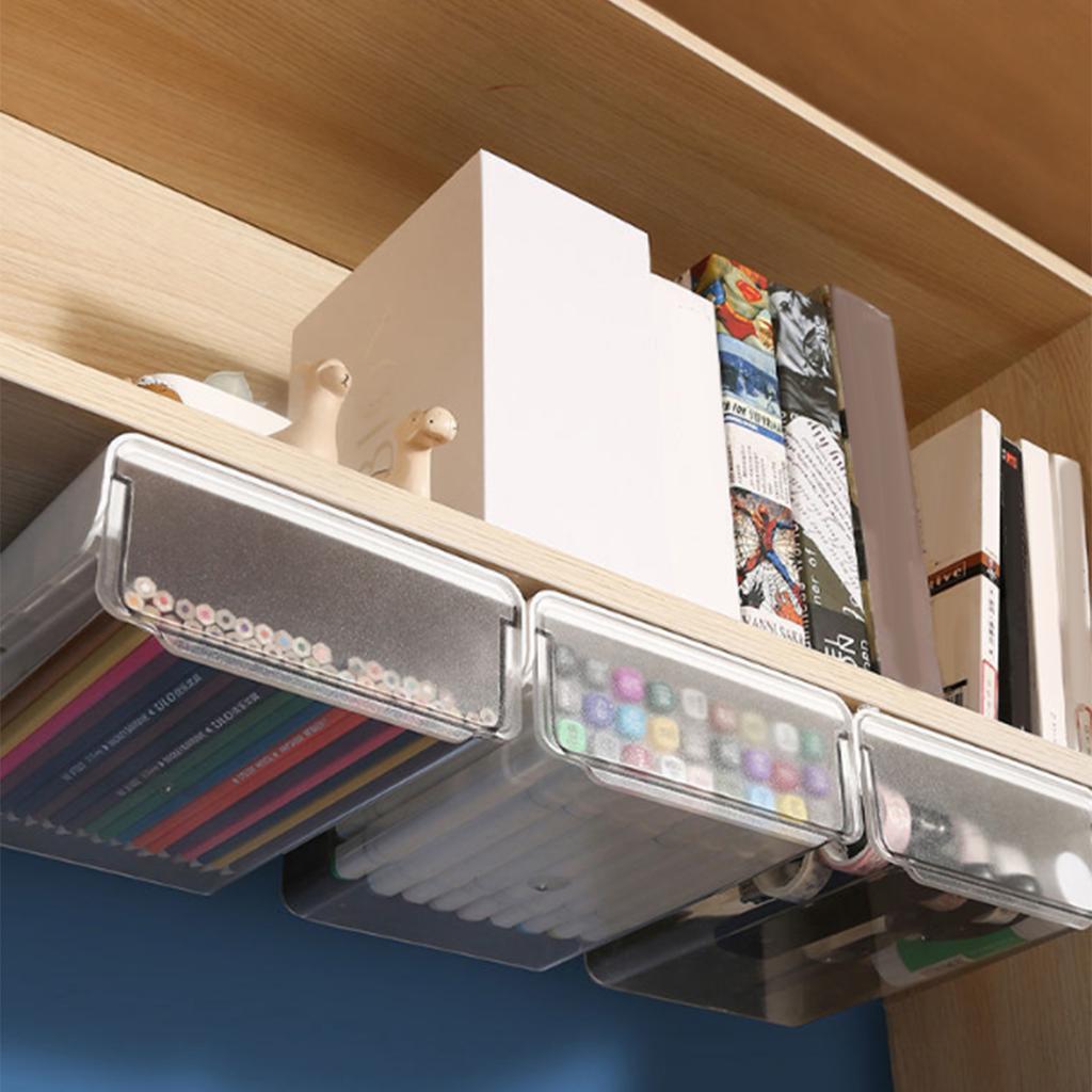 Invisible Transparent Box Under The Table Sticky Dustproof Storage Box Simple Drawer Stationery Accessories