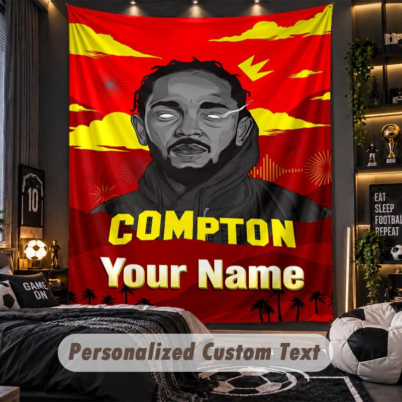 Personalized Wall Tapestry,Kendrick Lamar Custom Printed Name, Fabric Wall Art For Indoor Room Backdrop
