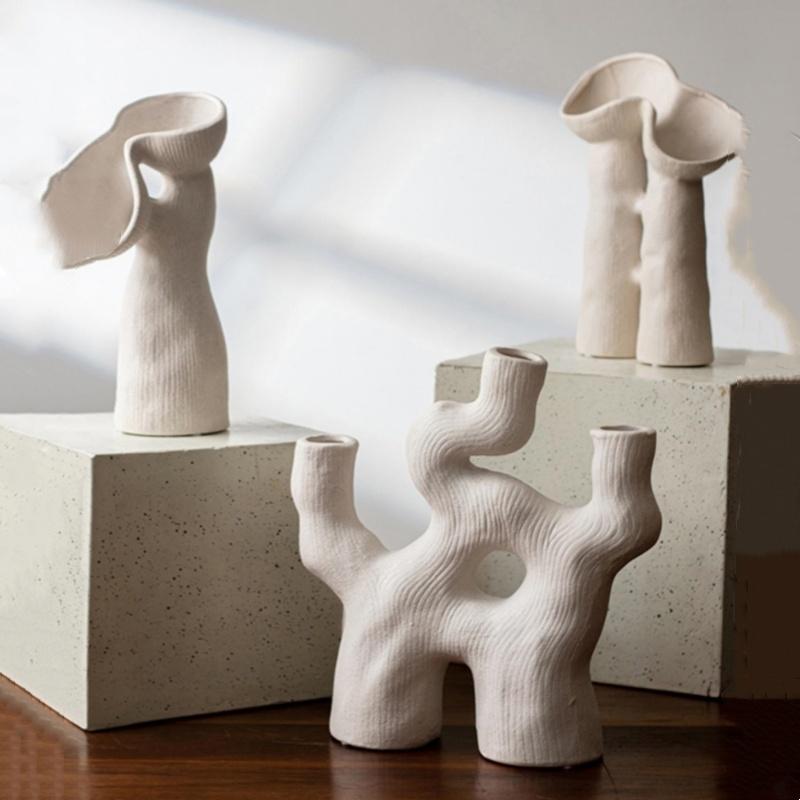 

Ceramic Vase Abstract Irregular Stoneware Hollow Geometric Open Flower Vase Flower Arrangement Accessories Home Decoration