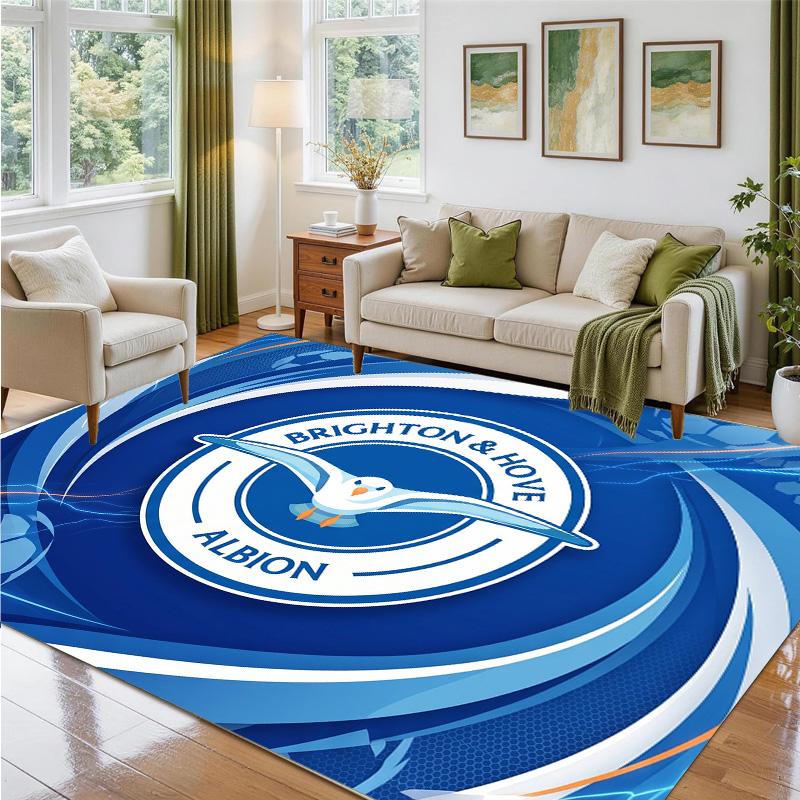 Brighton & Hove Albion Football Design Crystal Velvet Rug Soft Decorative Mat for Bedroom Entrance