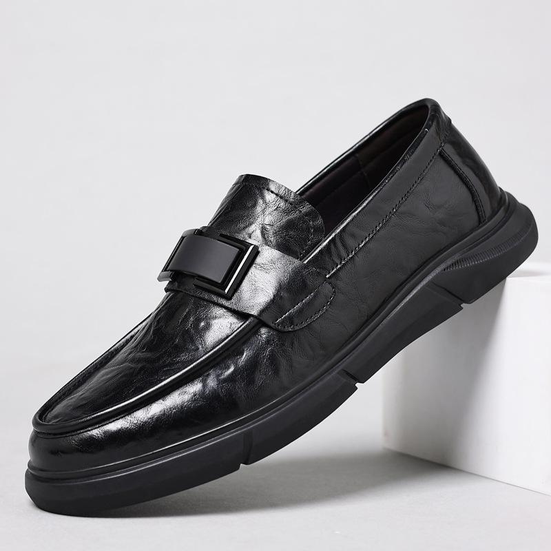 New Trendy Shoes Summer Men Bean Shoes Real Cowhide Shoes British Leather Shoes Soft Soles Versatile Shoes Men Shoes