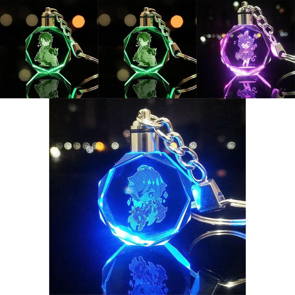 Captivating Genshin Impact Crystal Led Keychain Perfect Gift For Game Lovers
