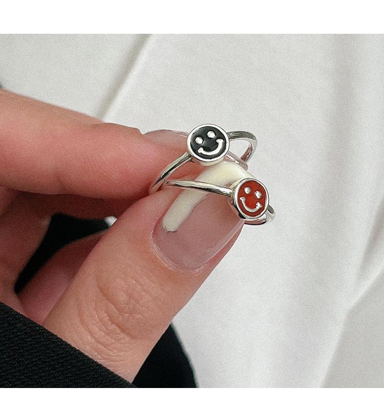 Yinruitai S925 Sterling Silver Rainbow Cartoon Smile Ring - Women's 2022 Trendy Niche Design
