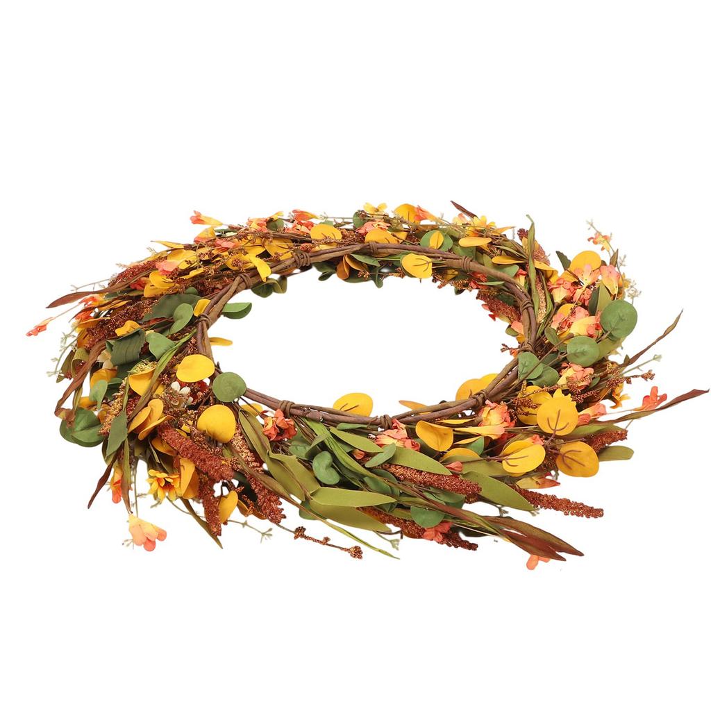 Fall Wreath for Front Door Artificial Farmhouse Autumn   Wreath with Wildflower for Indoor Outdoor Holiday Decor