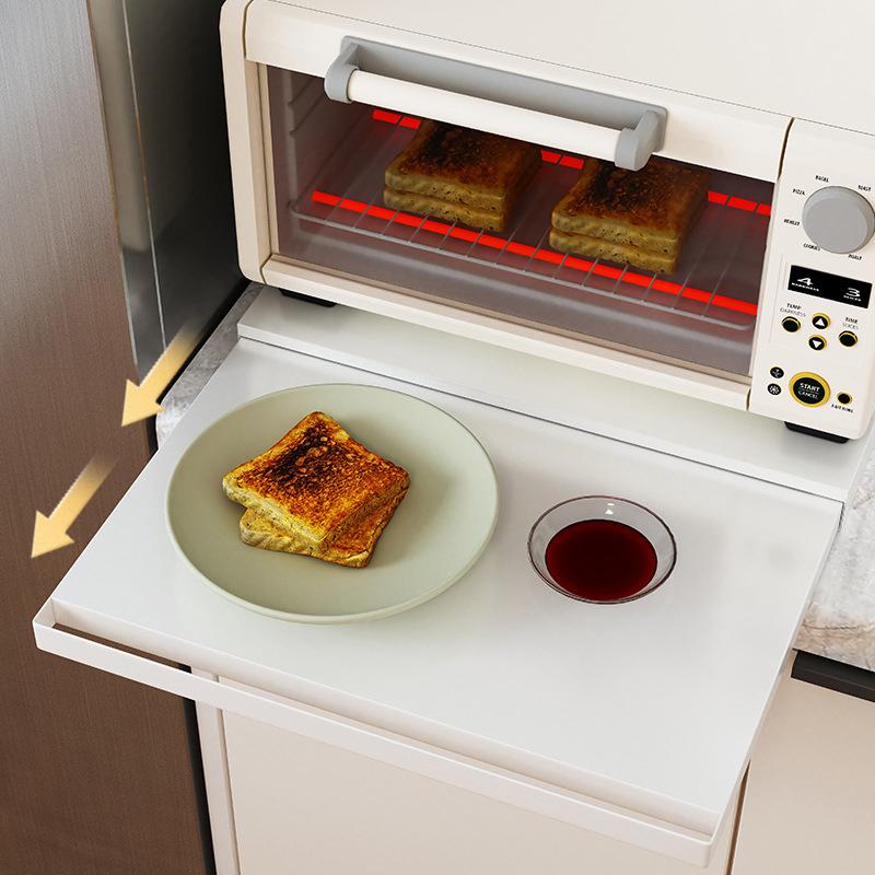 1Pieces Kitchen Countertop Pull-Out Organizer, Drawer Push-Pull Shelf Microwave Oven Bottom Rack Outdoor Tableware