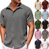 Men's Solid Color Button Short Sleeve Shirts Men's Casual Fashion Short Sleeve Shirts