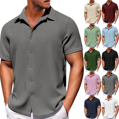 Men's Solid Color Button Short Sleeve Shirts Men's Casual Fashion Short Sleeve Shirts