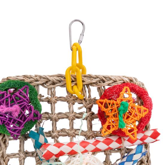 Vogel-Kauspielzeug Bunter Fünfzackiger Stern Zerknülltes Papier Zubehör Geflochtenes Netz Papageien Hängendes Netz Bissspielzeug Vogelzubehör