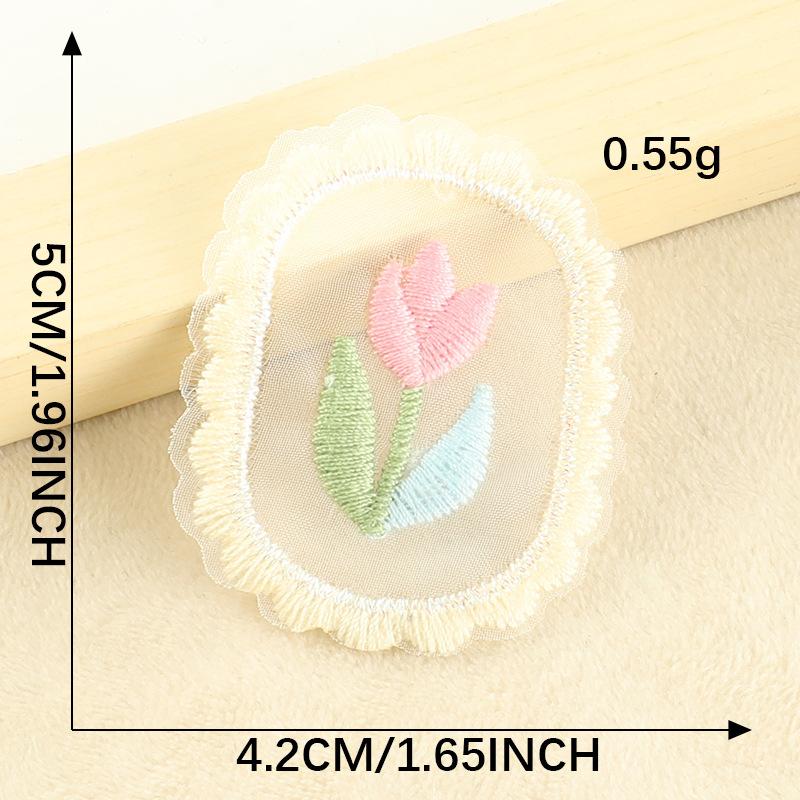Computer Embroidery Label Cartoon Flower Cloth Label Lace Embroidery Sticker Diy Notebook Accessories Patch Sticker