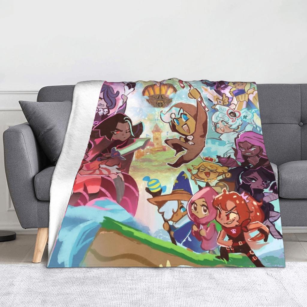 Moonlight Cookie Blanket Fleece Summer Cookie Run Kingdom Portable Warm Throw Blanket for Sofa Couch Plush Thin Quilt