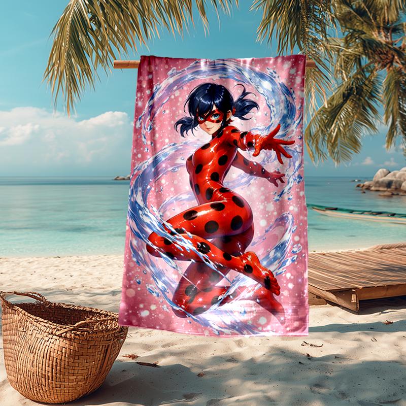 Ultra-Soft Beach Towel with Ladybug Theme,Ideal for Pool - Camping, Diving - Perfect Travel Essential, Vibrant Beach Towel.