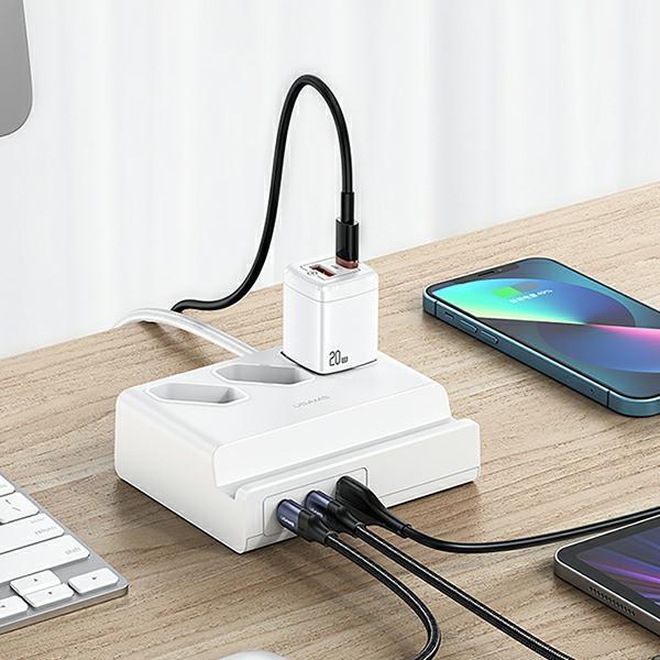 Usams Listwa Zasilająca 65W Super Sifast Charging Usb Extension Socket Eu Biały/White Cc160Tc01 (Us-Cc160)