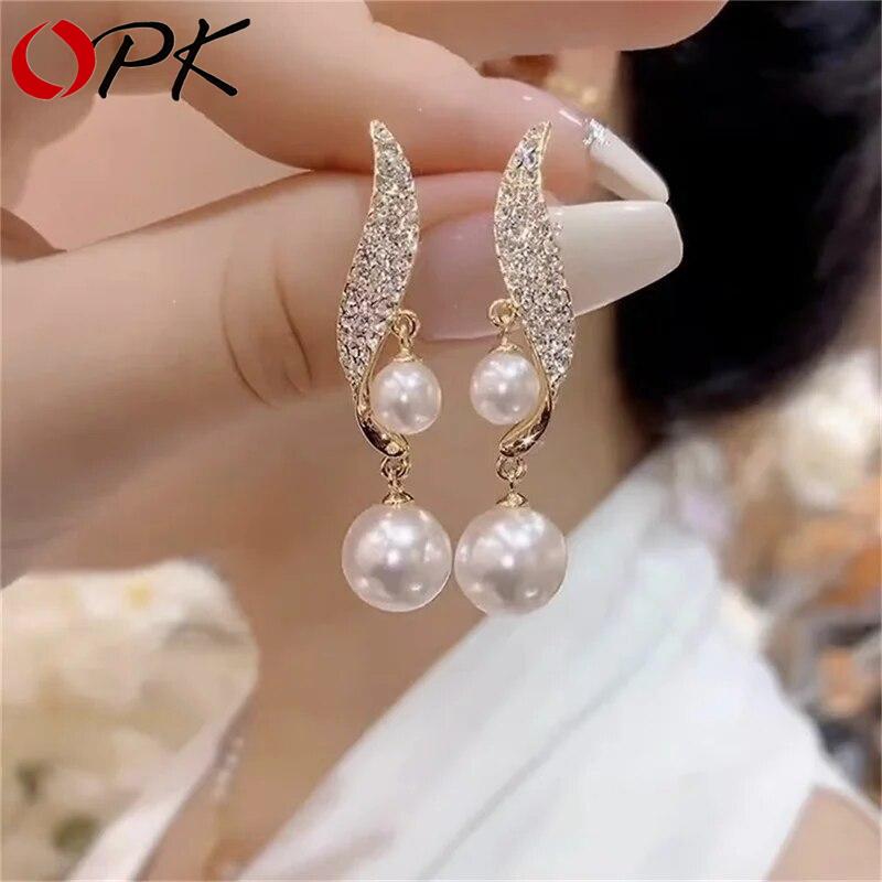 Women's Double Pearl Drop Earrings