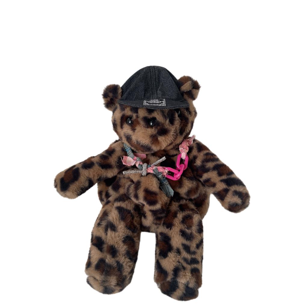 Leopard Plush Adorable Print Backpack For Kids With Sweet Bear Design Perfect School For