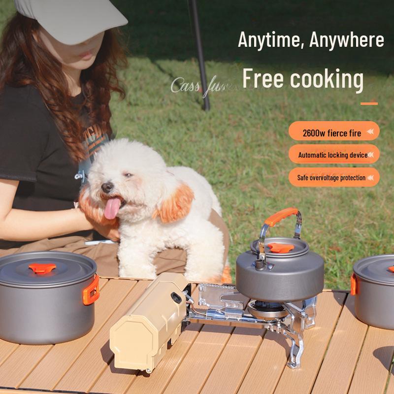 Compact Outdoor Folding Gas Stove for Camping, Hot Pot, Tea, and Magnetic Stove Cooking.