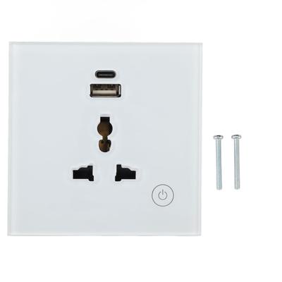 WLAN Smart-Wandsteckdose für TUYA APP Touch-Steuerung USB TYP C Anschlüsse für Wohnzimmer Küche Schlafzimmer