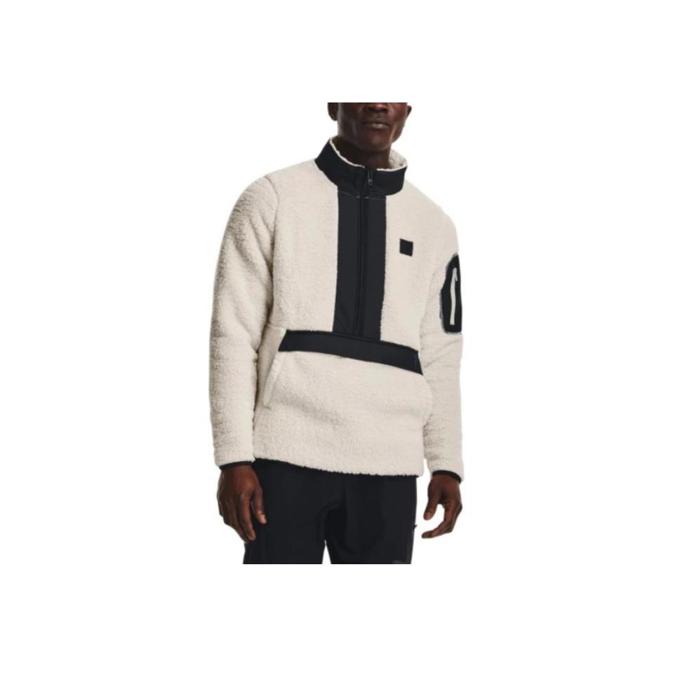 Under Armour Solid Logo American Vintage Pattern Label Spliced Zipper Sherpa Stand Collar Pullover Long Sleeve Sweatshirt Men sweatshirt 1373847-110