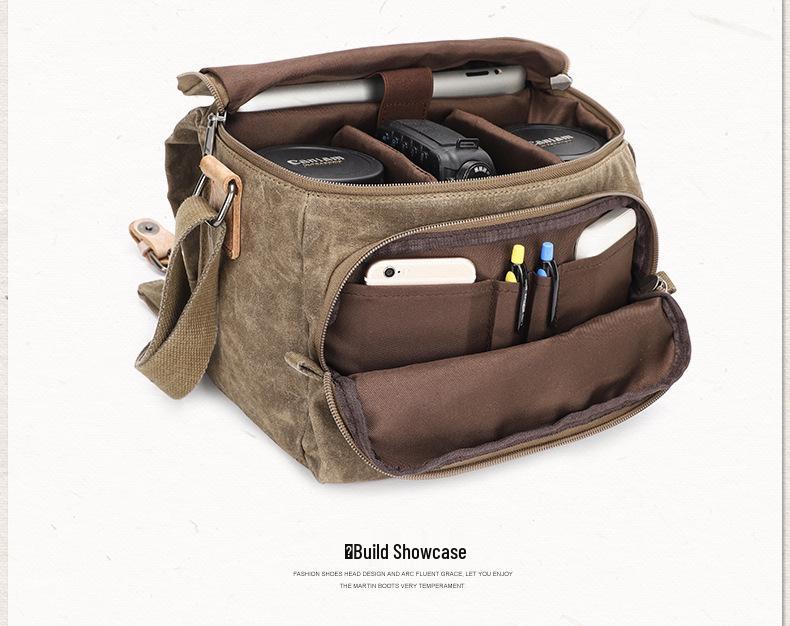 Geantă crossbody impermeabilă din pânză de bumbac pentru aparate foto SLR - Geantă de umăr unisex pentru fotografie