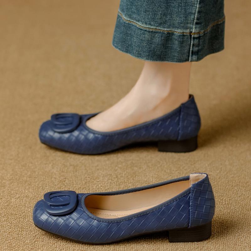 Fashion French Style Low Heels Shoes 2025 Spring Autumn Elegant Versatile Women Pumps New Designer Shallow Mouth Women Loafers Pumps