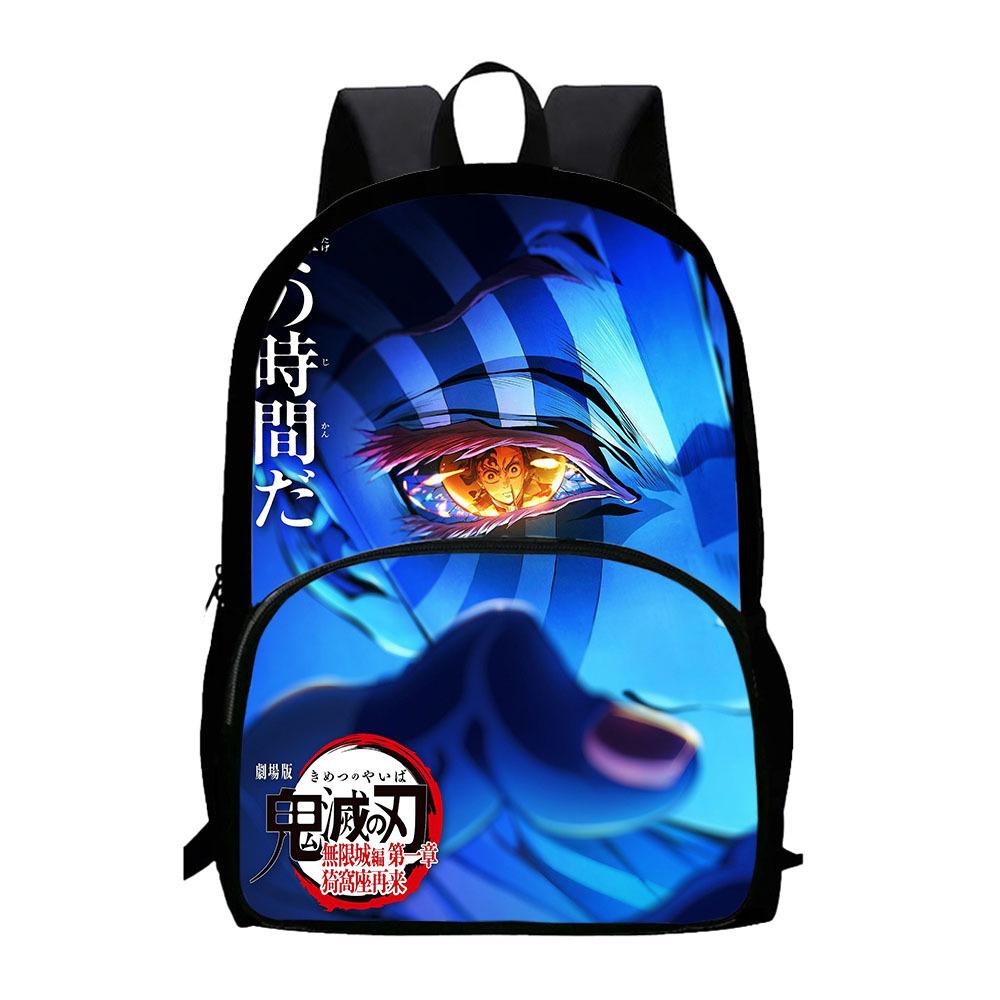 Japonské kreslené komiksy Demon Slayer: Kimetsu no Yaiba - Oblouk Nekonečného hradu Dětský batoh Velkokapacitní batoh s kapsou na zip 0015