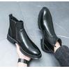 Men's High-Top Plus Size Double Buckle Leather Boots - British Style, Slip-On, Martin Design, Autumn Winter Collection