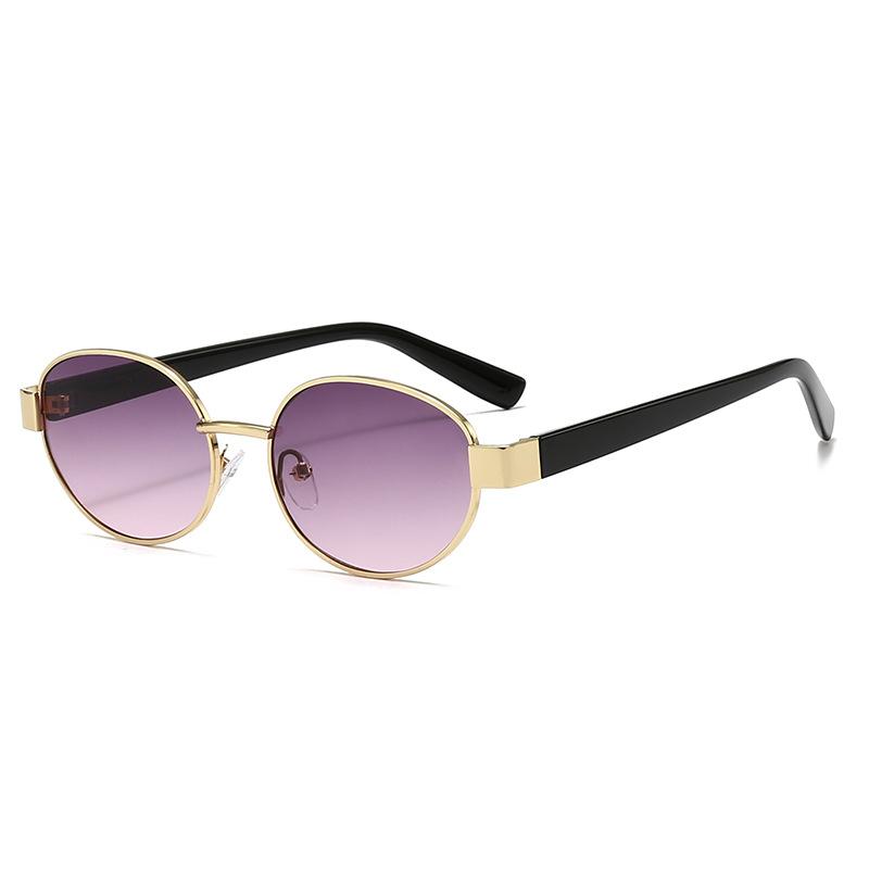 Popular Fashion Metal Women Men Shades Oval Sun Glasses Female Male Summer Traveling UV400 Round Sunglasses Lentes De Sol Mujer