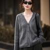 2026 Women's Pure Wool V-Neck Cable Knit Cardigan - Versatile Loose Fit Autumn Winter Outerwear